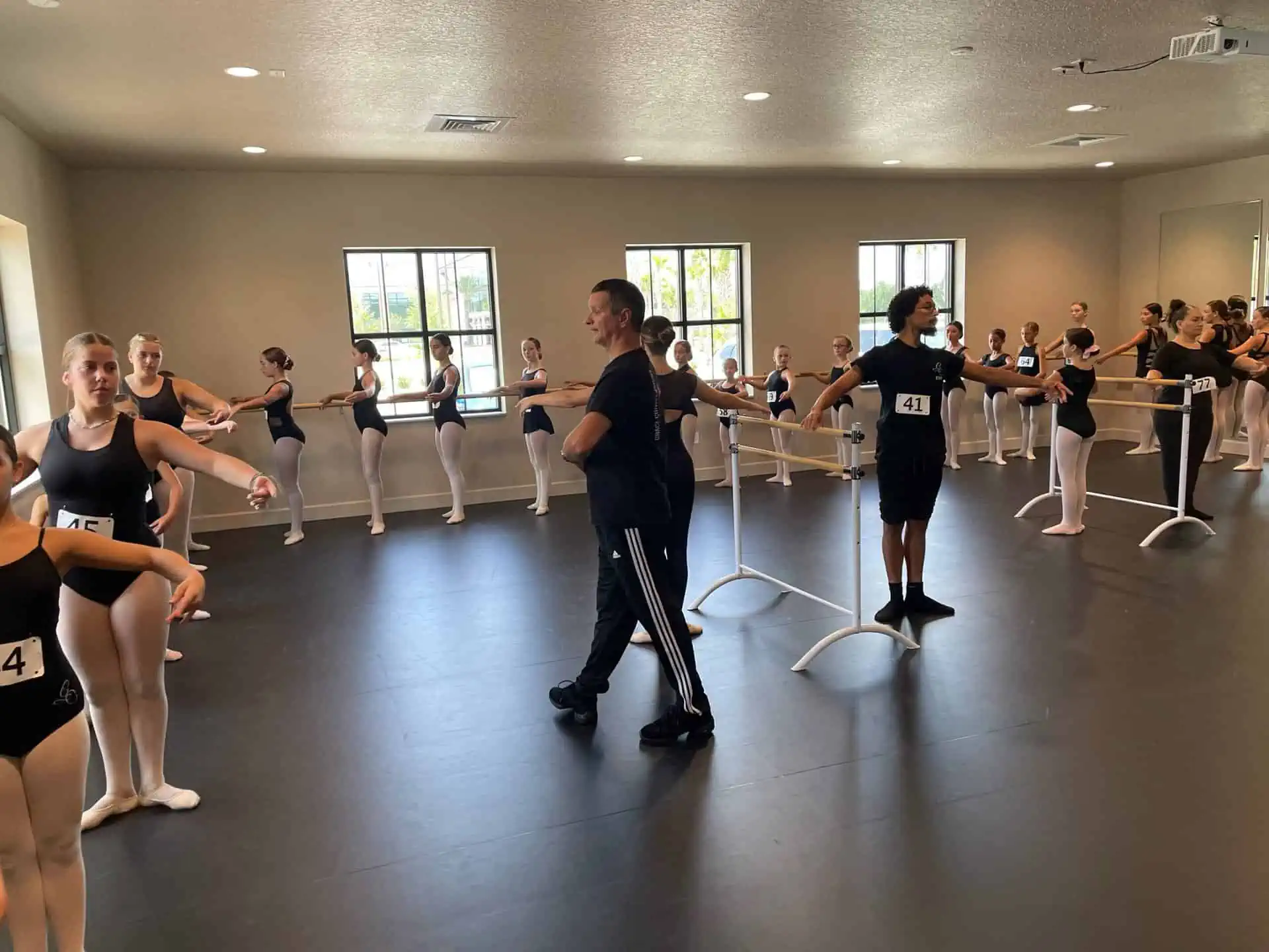 Pre-professional ballet class with instructor